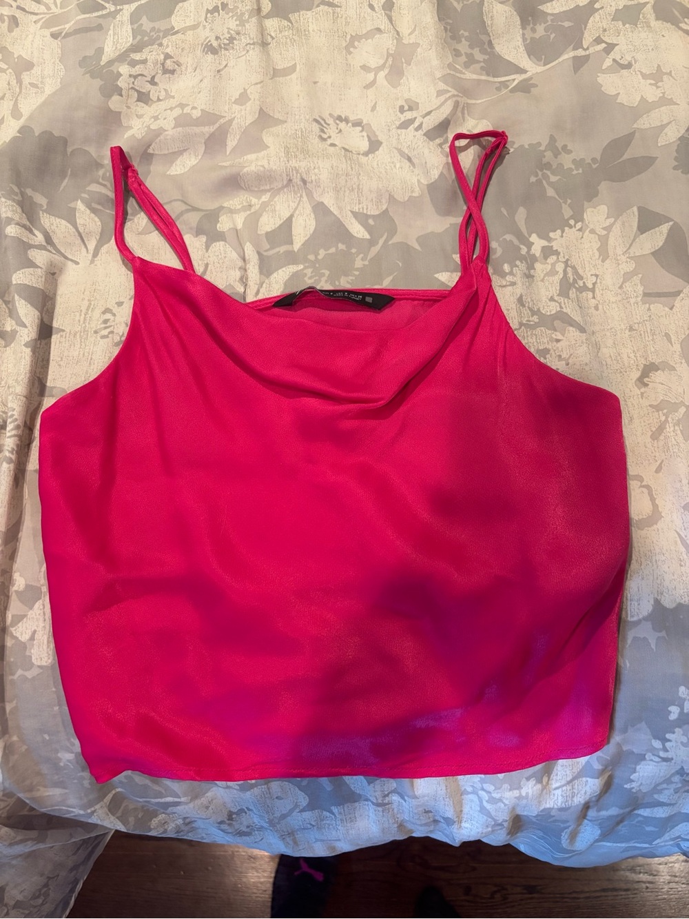Zara Bright Pink Satin Cowl Neck Camisole